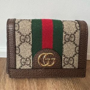 Gucci Ophidia GG card case wallet with coin zipper